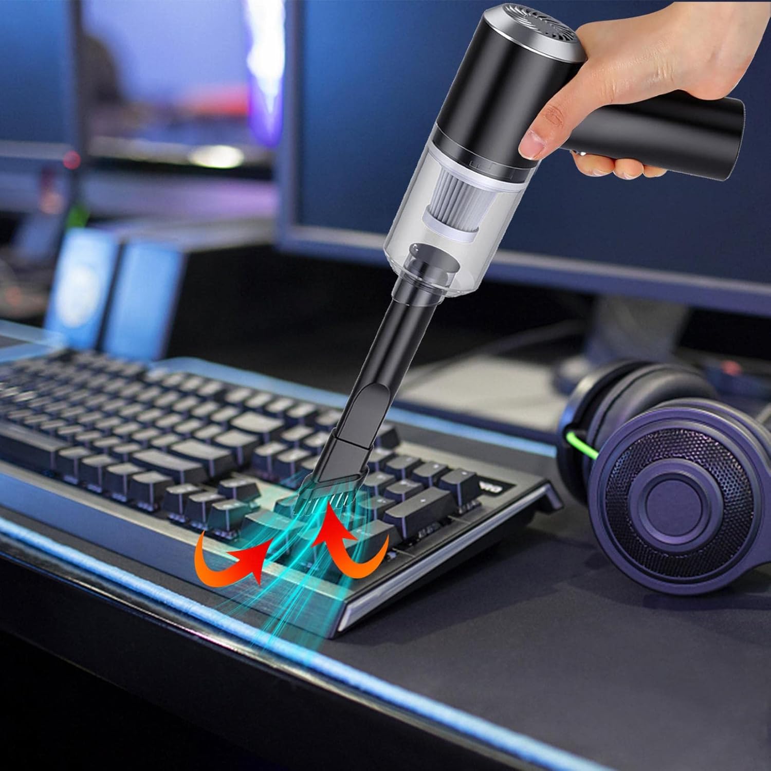 Bee Flower Vacuum,Wireless Handheld Car Vacuum Cleaner,Bee-Flower Car Vacuum,6000pa Powerful Suction Tiny Car Vacuum Cleaner for Car, Furniture,Office,Sofa,House (Black)