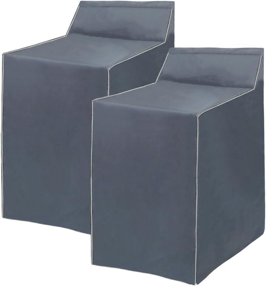 2Pack Washer and Dryer Covers, Portable Washer Cover with Zipper Design Dustproof & Waterproof & Anti-UV Laundry Covers, Washing Machine Cover Fit for Most Top Load Machine(Grey)