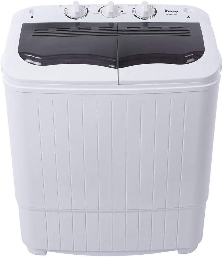 Portable Compact Twin Tub Washing Machine,Portable Laundry Washer,with Built-in Drain Pump Semi-automatic Cover Washing Machine for Camping, Apartments, Dorms, College Rooms (14.3Lbs Capacity,B)