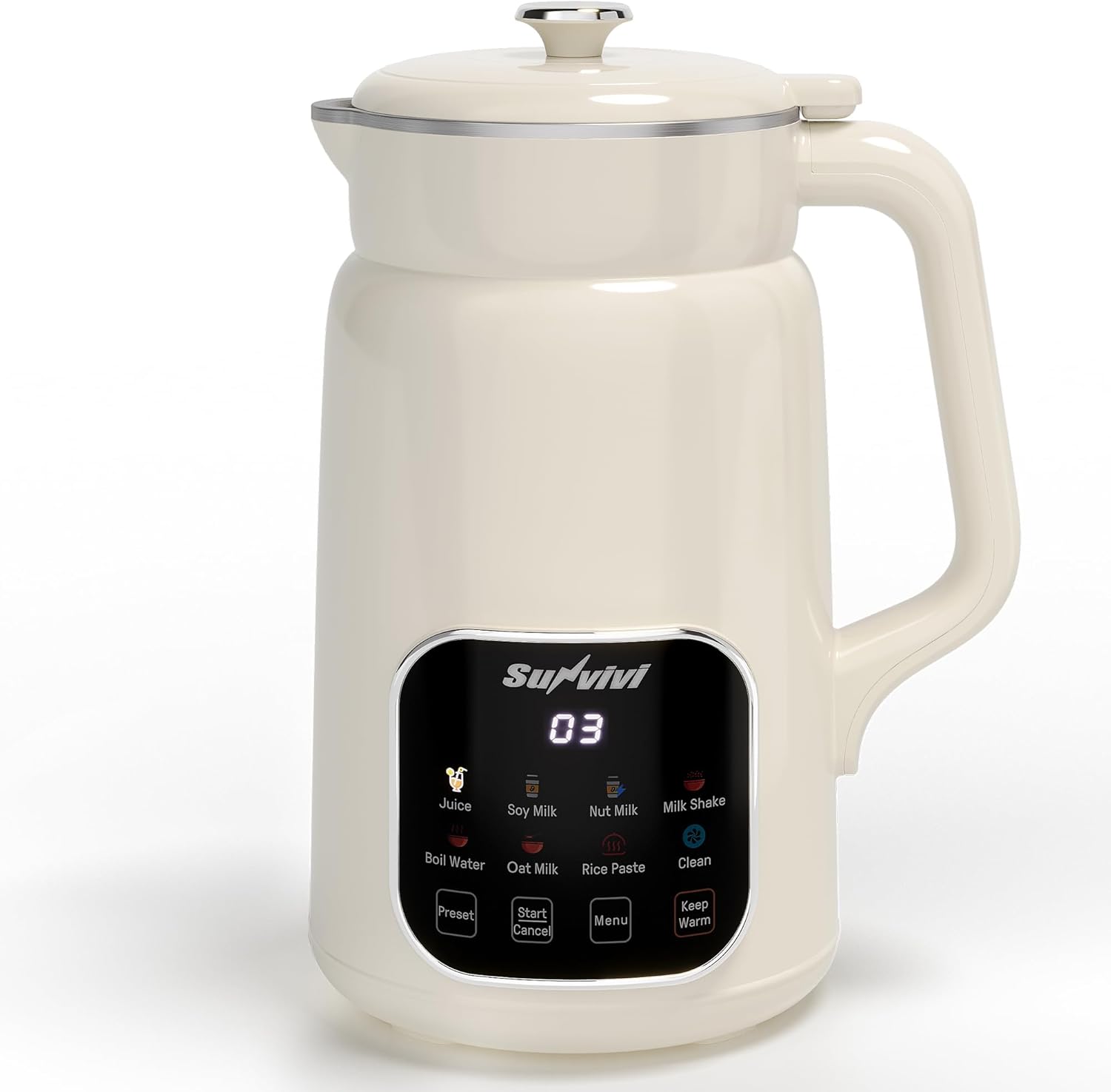 Sunvivi 8 in 1 Nut Milk Maker Machine: 60oz Soy Milk Maker for Soy/Nut/Oat Milk, Juice, Milkshake, Rice Paste and Boil Water, Countertop Blender with Delay Start/Keep Warm/Self Clean, Food Processor