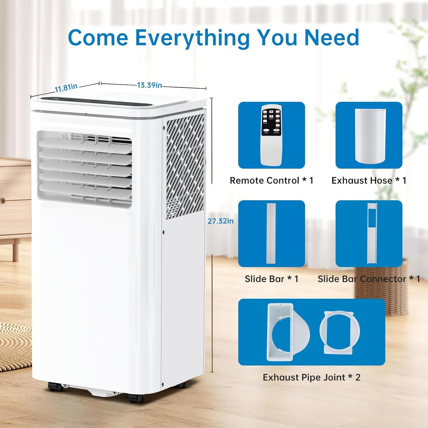 Garvee 8000BTU Portable Air Conditioner 3 in 1 with Remote Control, LCD Display, Portable AC for room up to 300 Sq Ft, AC Cooling, Dehumidifier, Fan for Bedroom