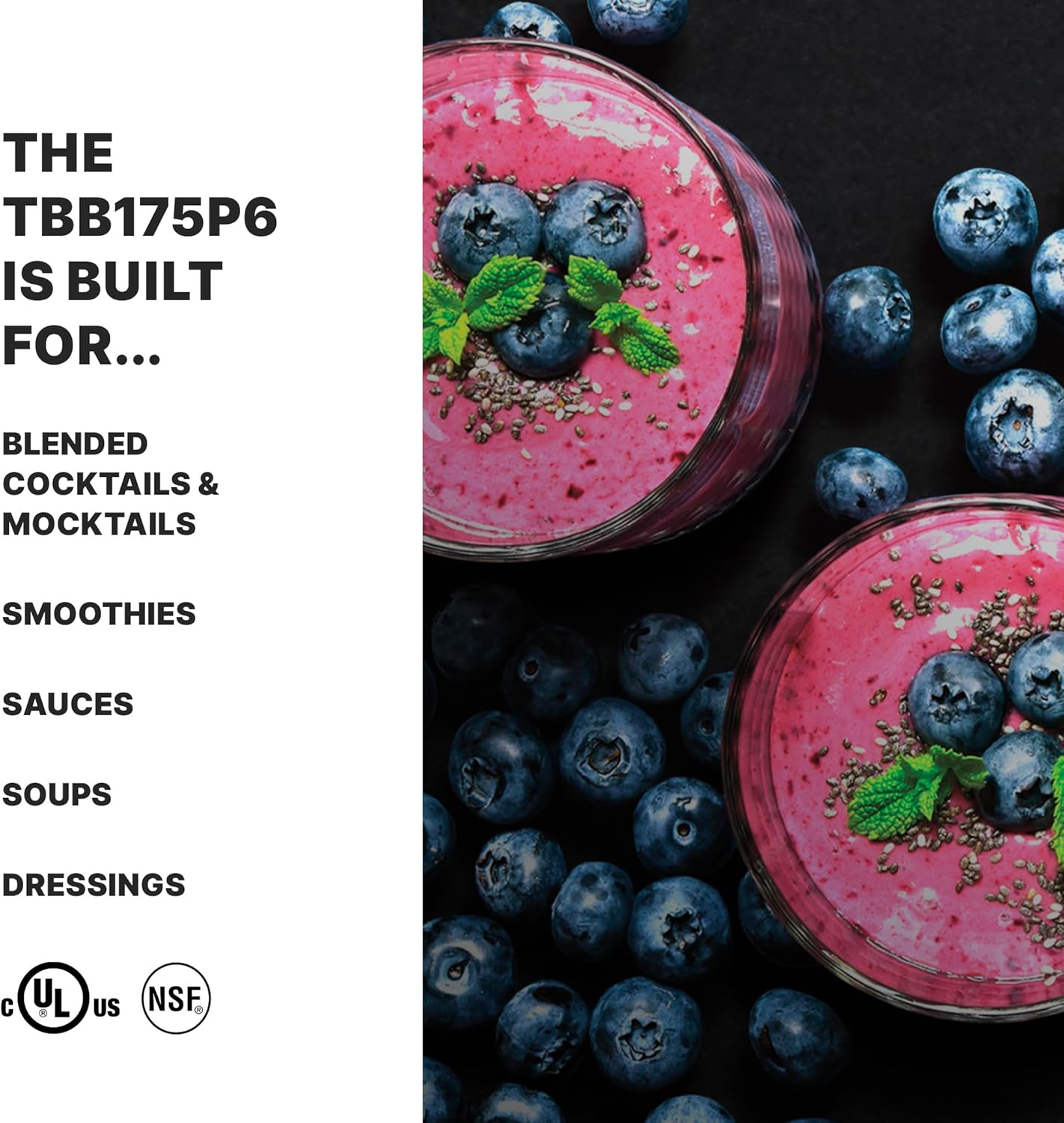 Waring Commercial TBB175P6 TBB175P6-64 Ounce Copolyester Commercial Blender, 64 Ounce Container, Black