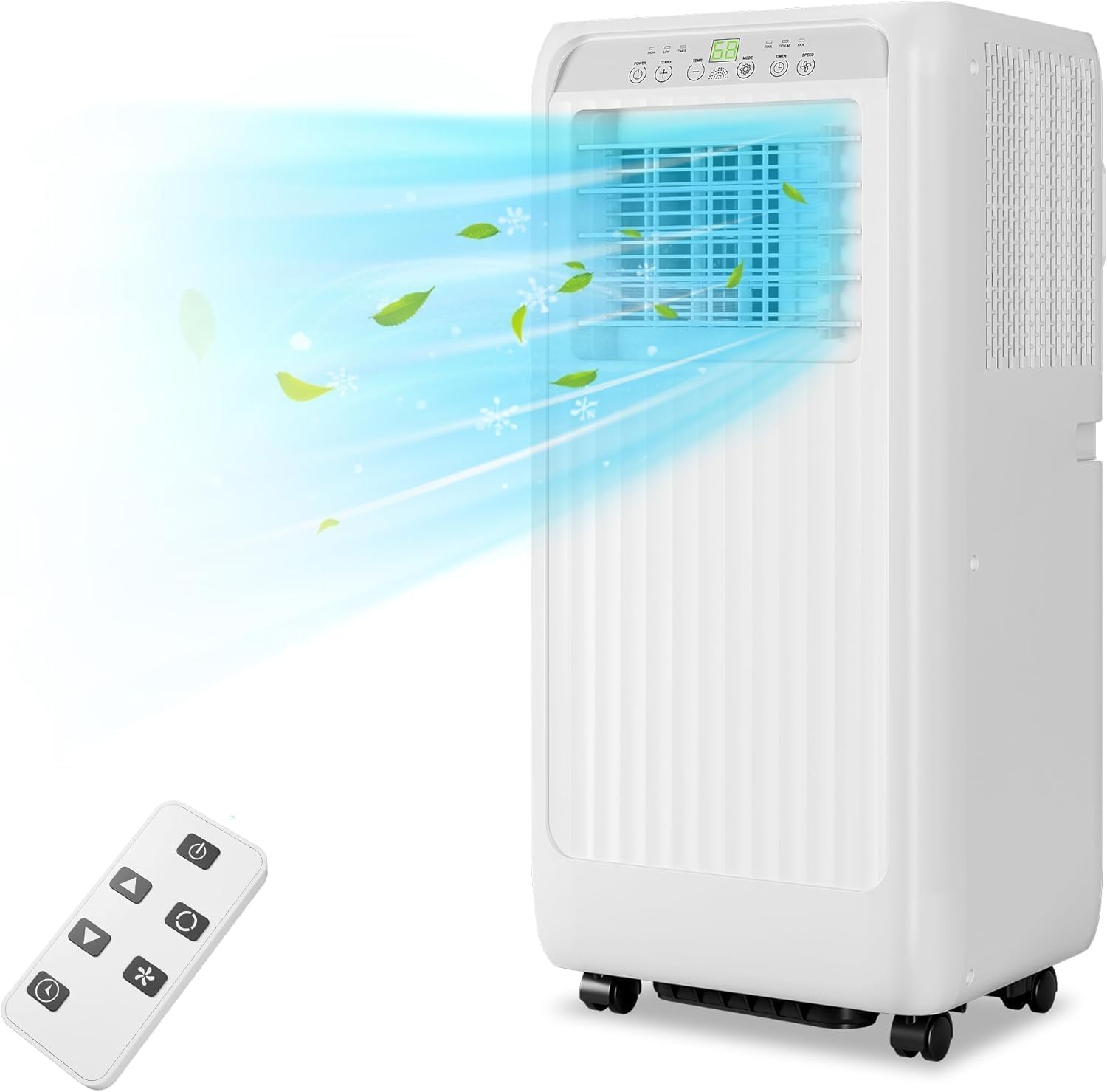 Portable Air Conditioner 10,000 BTU 3-in-1 Cooling, Dehumidifier & Fan for Rooms up to 450 Sq.Ft, Remote Control, 24-Hour Timer, Window Kit Included, Ideal for Bedroom, Office, Home, White