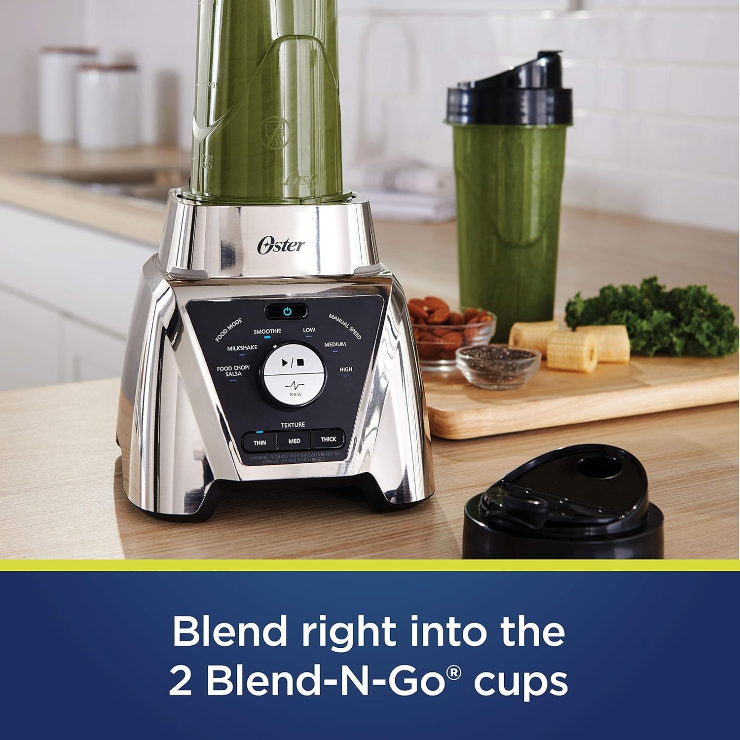1200 Watt Professional Blender with Texture Select Settings, 8-Cup Tritan Jar & 2 Blend-N-Go Cups, Dual Direction Blades, Pre-Programmed Smoothie, Shake & Salsa Modes