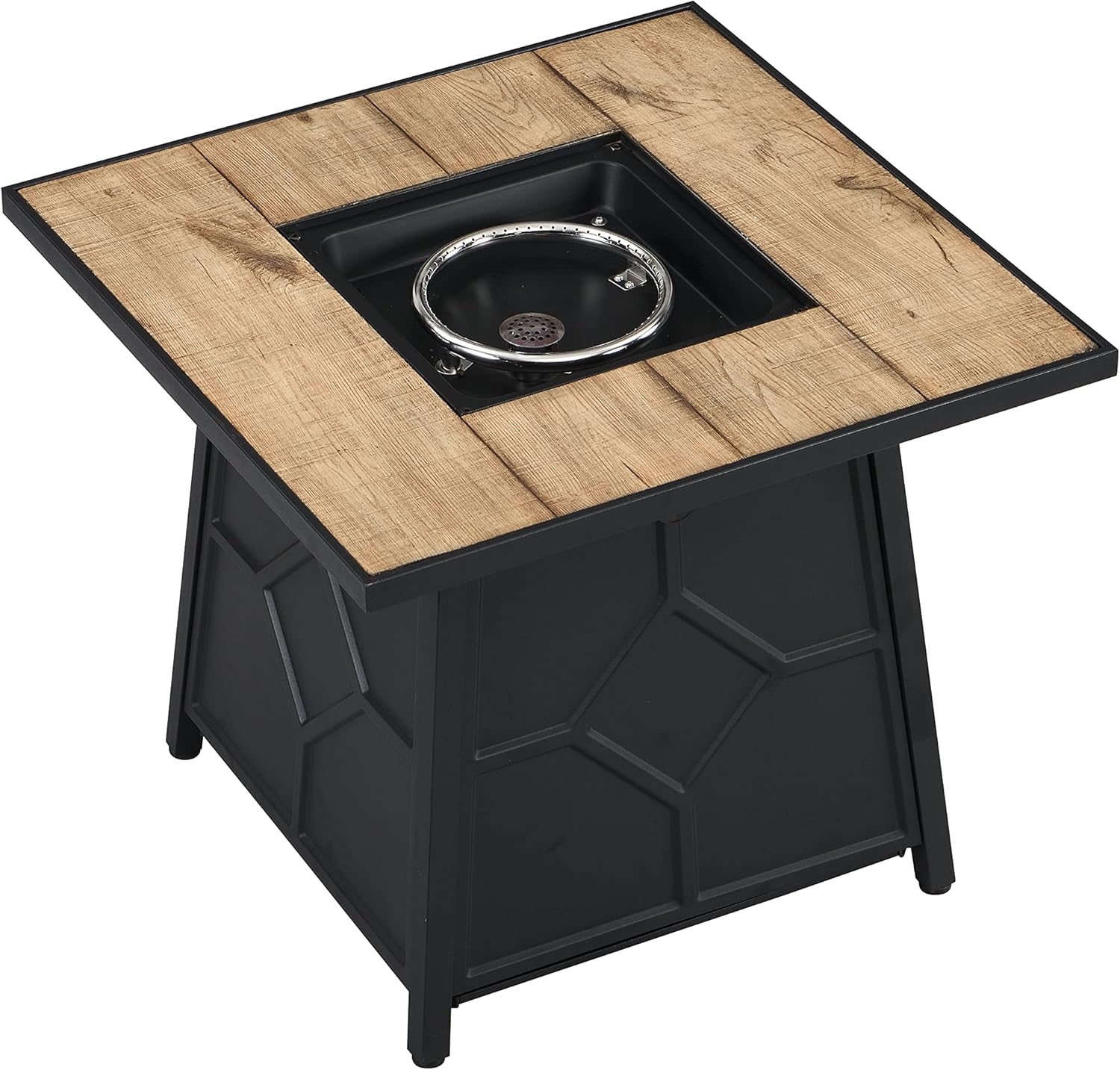 28 inch Square Propane Fire Pit Table, 40,000 BTU Auto-Ignition Outdoor Gas Firepit with Waterproof Cover, Tile Top & Metal Frame for Patio, Deck, Backyard (Brown)​