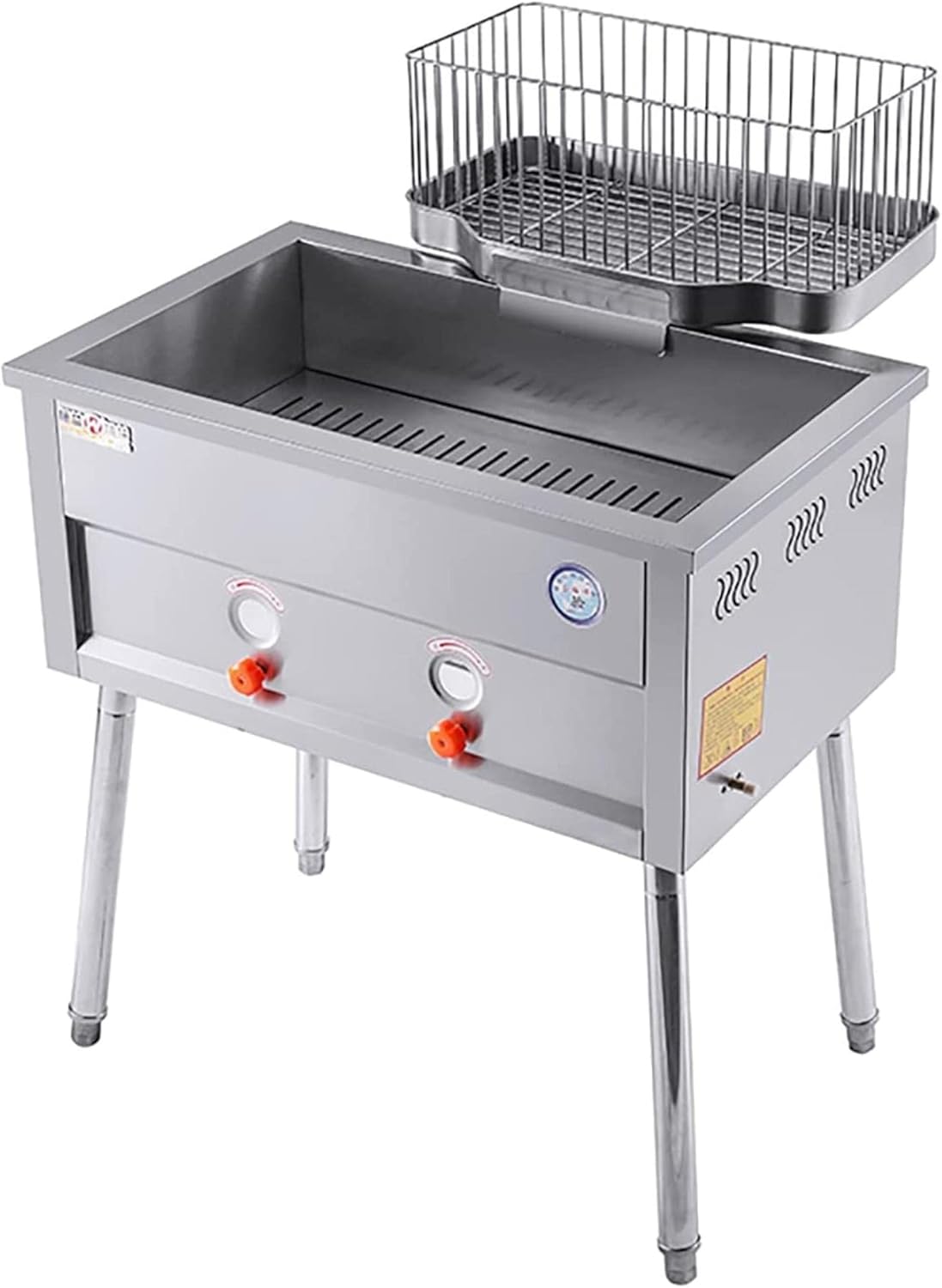 Commercial Gas Fryer, Stainless Deep Fryer with Lid and Removable Telescopic Legs, 25L Large Capacity, for Commercial Restaurant, Fast Food Restaurant