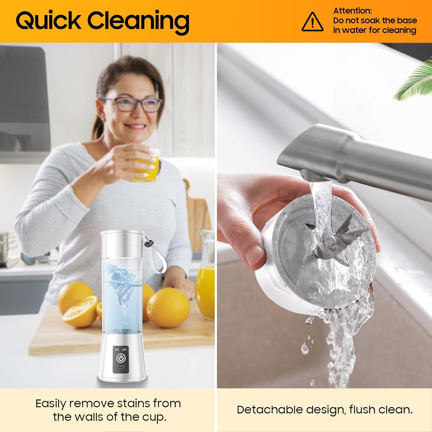 Portable Blender for Smoothies & Shakes - Cordless Personal Size Blender with 6 Blades, 380Ml Juice Cup, Lightweight & Rechargeable, Freshly Squeezed for Picnic/Sports/Office