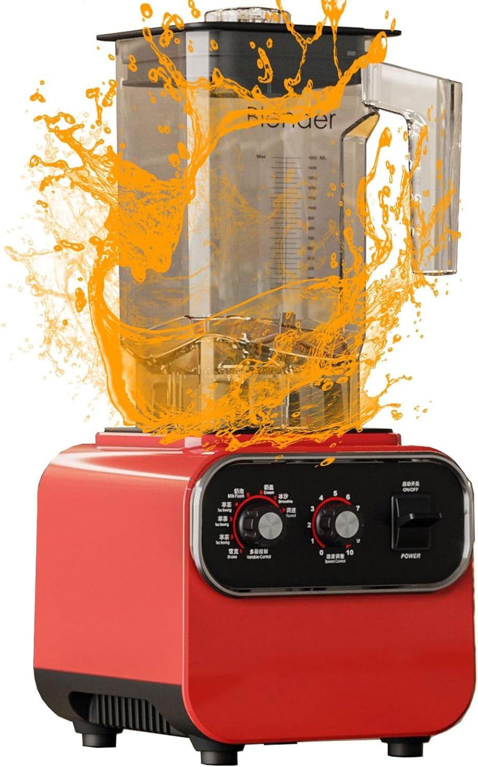 High Speed Professional Countertop Mixer With 8 Durable Stainless Steel Blades, 2L BPA Free Blender For Shakes And Smoothies, Nuts, Ice And Fruits (Color : Red, Size : 110V)