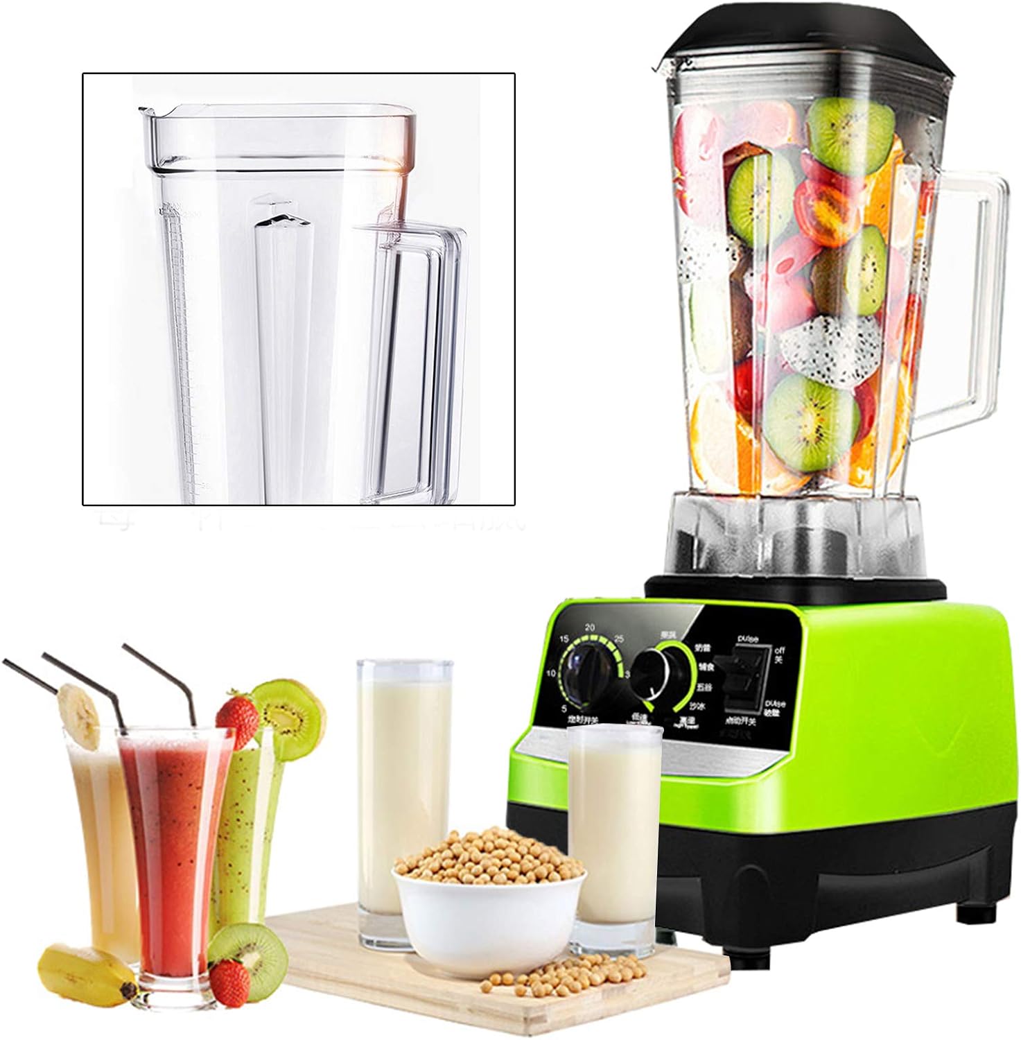 Smoothie Shake Blender, 1300W 2L Auto Electric Blender Professional Juicer Mixer Grinder Adjustable Speed Food Mixer Juicer?110V Food Processor Multi-Function Kitchen Mixer System/2899