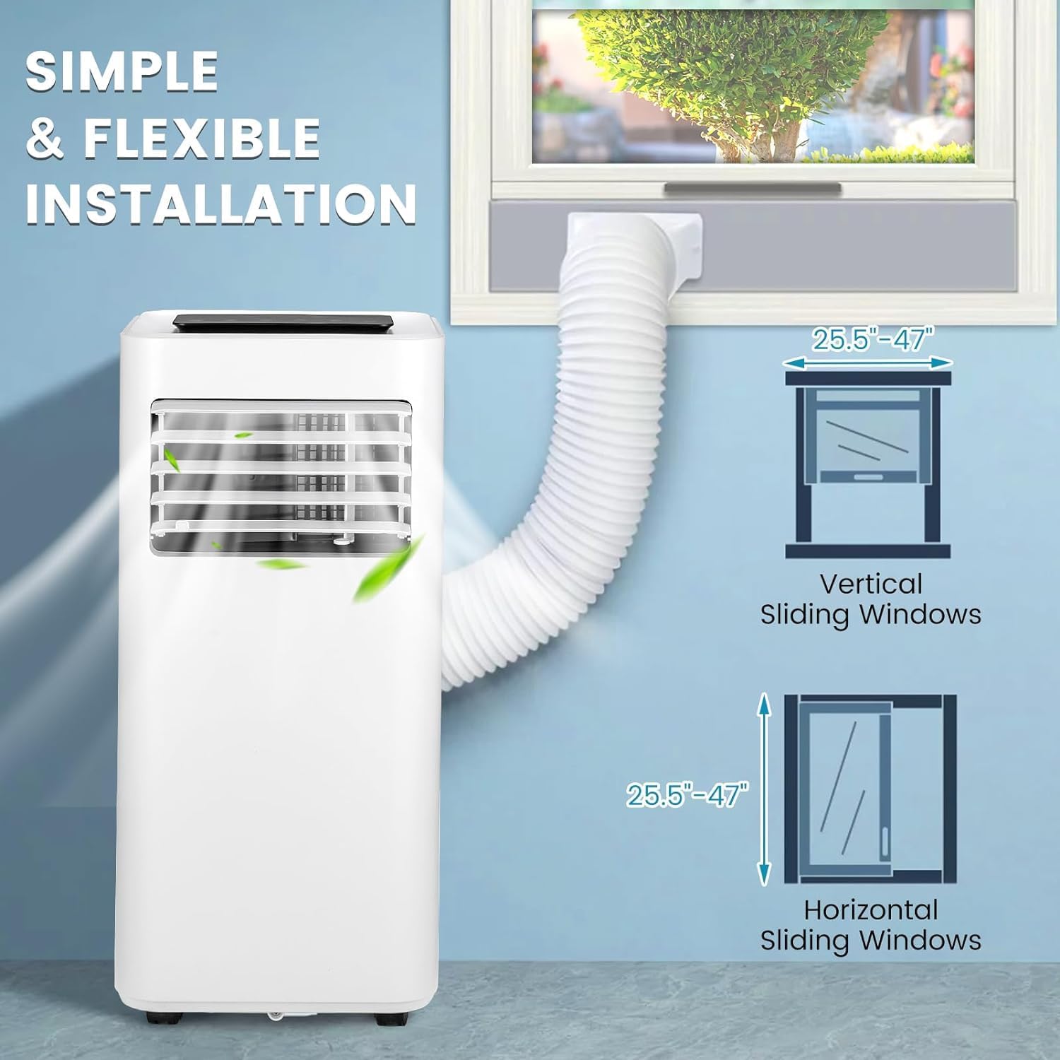 ARLIME Portable Air Conditioners, 8000 BTU Air Unit w/Built-in Dehumidifier, Sleep Mode, 24H Timer, Child Lock, LED Touch Panel & Window Kit, Cools up to 250 Sq.Ft