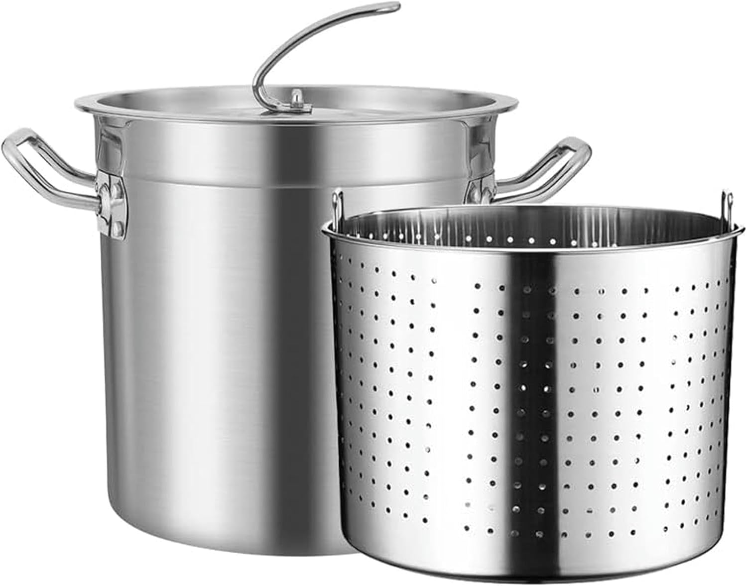 Large Outdoor Stainless Steel Stock Pot Crawfish Seafood Boil Pot 27Qt/45Qt/63Qt Turkey Fryer Pot with Handle and Basket for Steaming Oysters, Crab and More,40x（45x45cm）