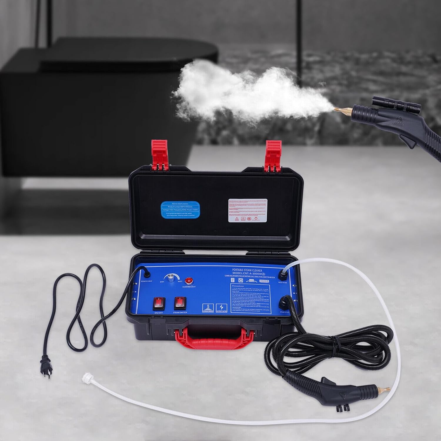 Pressure Steam High-Temp Cleaner 1700W Handheld Temperature Machine Portable Steamer Cleaning Machine for Car Home Use Grout Tile Detailing Kitchen Bathroom Floors Tools