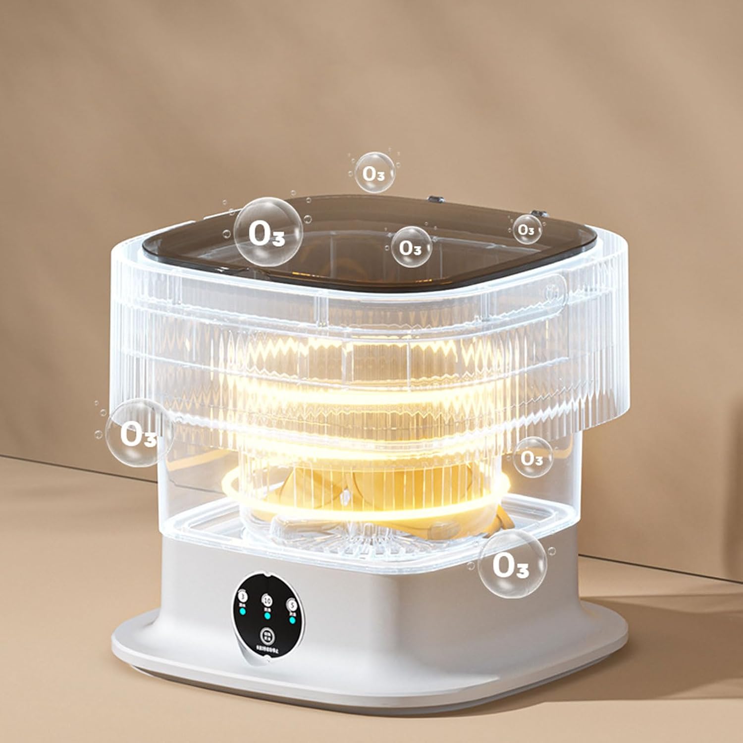 Mini Foldable Washer, Portable Washing Machine with 3 Modes Deep, Large 11L Capacity, Small Laundry for Travel, Apartment, RV (Khaki)