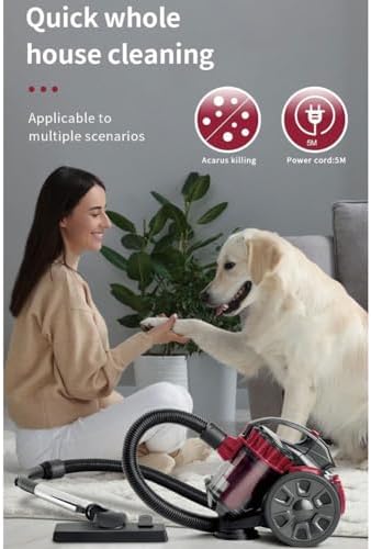 Hard Floor Cleaner Vacuum - 2600W Bagless Cylinder, 1.5L Capacity, 4-Stage HEPA Filter, Turbo Tool for Pet Hair, Dust and Dirt Removal. Efficient and Powerful Cleaning Solution.