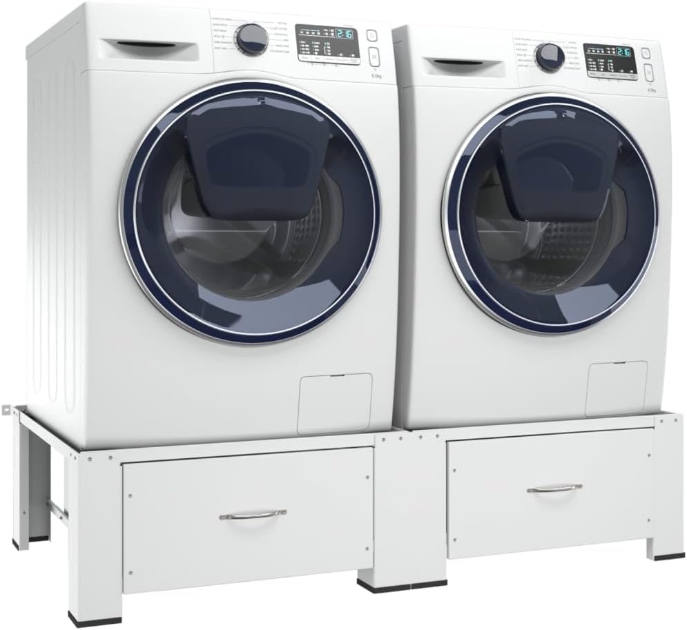Washing and Drying Machine Pedestal with Pull-Out Shelves White,Home & Garden,Household Appliance Accessories,Laundry Appliance Accessories,Washer & Dryer Accessories,337045