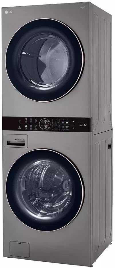 LG WashTower Stacked Smart Laundry Center 4.5 Cu.Ft. Front Load Washer & 7.4 Cu.Ft. Gas Dryer in Graphite Steel WKG101HVA