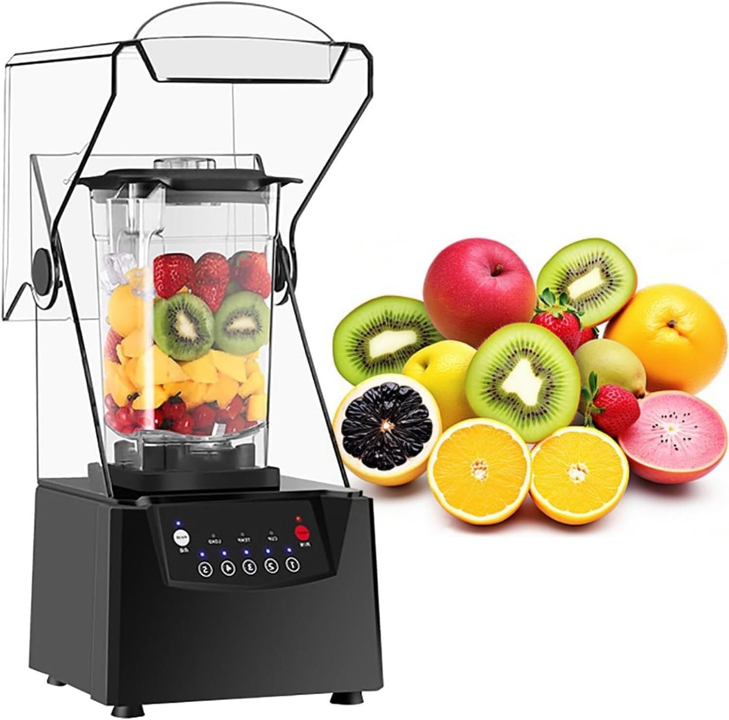 2200W Blender Smoothie Maker, Table Blender with 5 Adjustable Speeds, 2L Effective Capacity Container, Max 17000 RPM High Speed Blender（2 Cups）