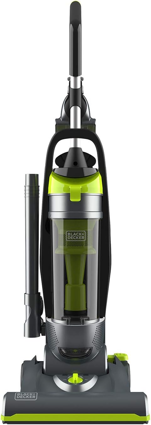 Black+Decker Bagless Upright Vacuum Cleaner with Anti-Allergen HEPA Filer, Corded 1,200 Watt Motor & 5-Position Carpet Height Settings, Gray (BDXURV309G)