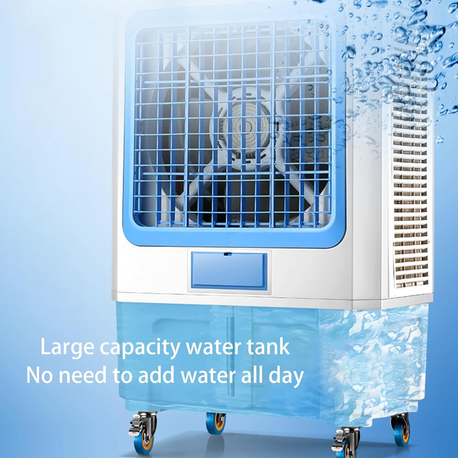 Windowless Air Conditioner, Evaporative Air Cooler with 8 Ice Packs and 90° Oscillation, 3 Speeds Swamp Cooler for Factory Home Office(80.5 * 53.5 * 160cm)