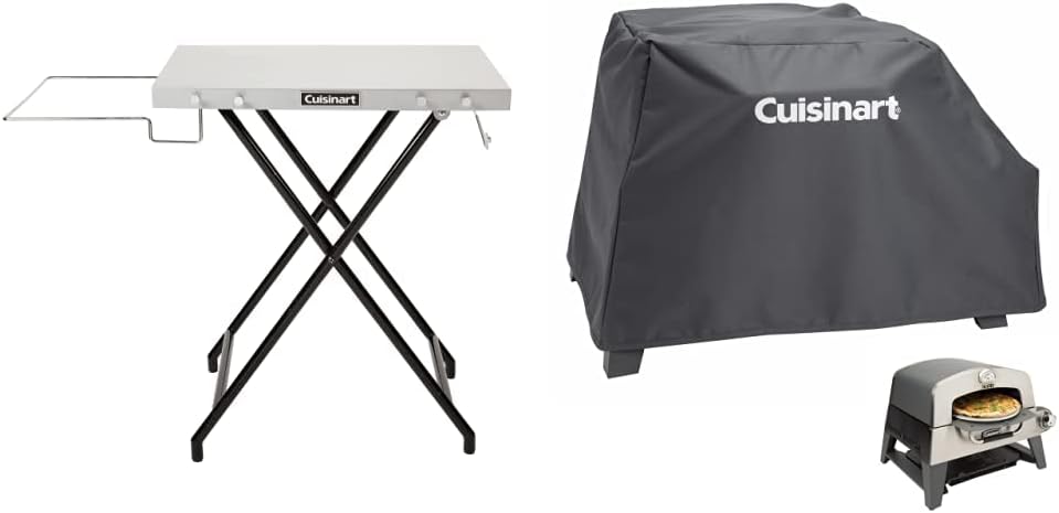 Cuisinart CPT-2110 Fold 'n Go Prep Table & Grill Stand, Portable Outdoor Food Prep Station & CGC-103 3-in-1 Pizza Oven Grill Cover, (Cover fits CGG-403)