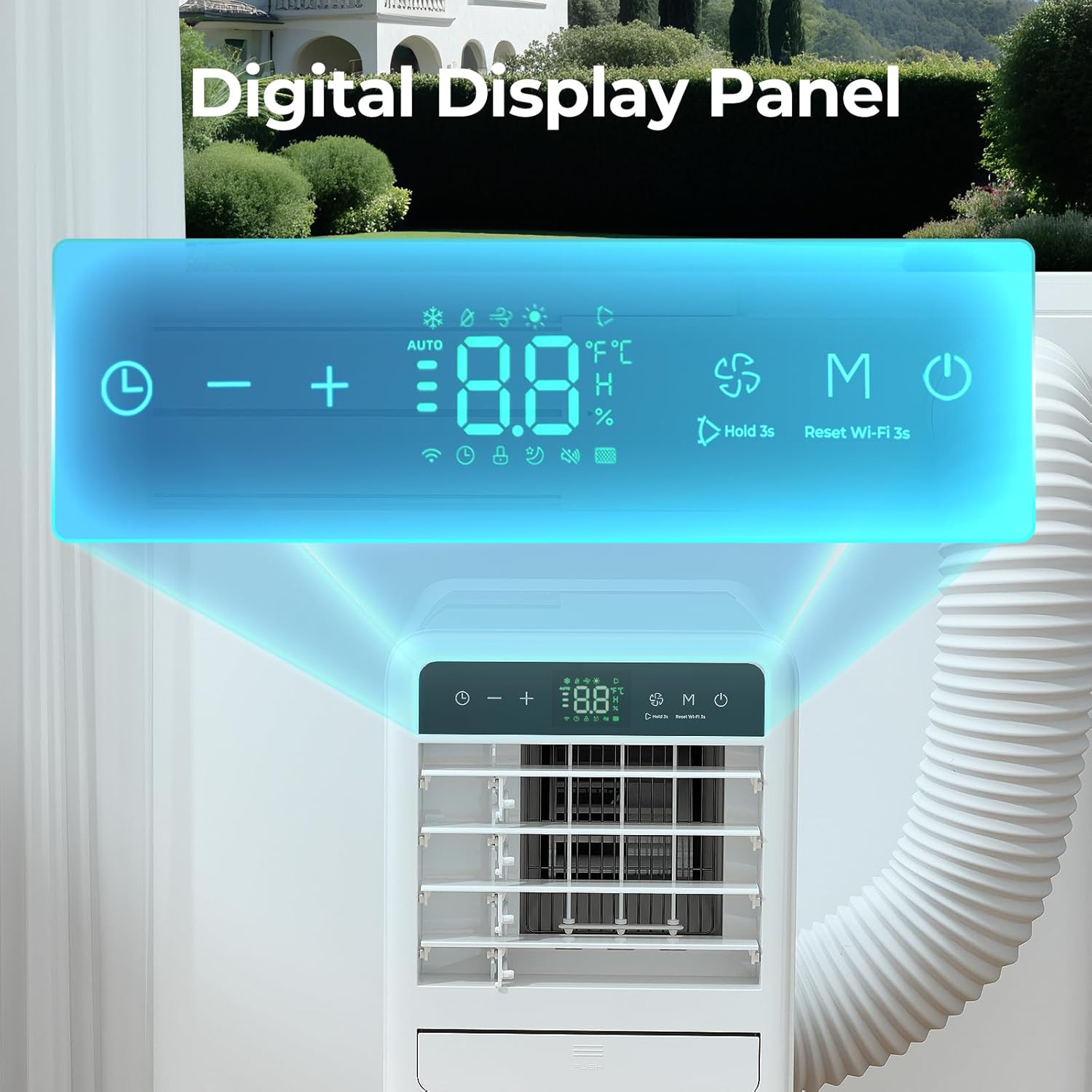 10,000 BTU Portable Air Conditioner, 3-IN-1 Smart AC Unit with Fan/Dehumidifier/Drainage-free Cooling, APP/Voice/Remote/Touch, 47 dB, Sleep Mode, Window Installation Kit, 24H Timer for Home/Office