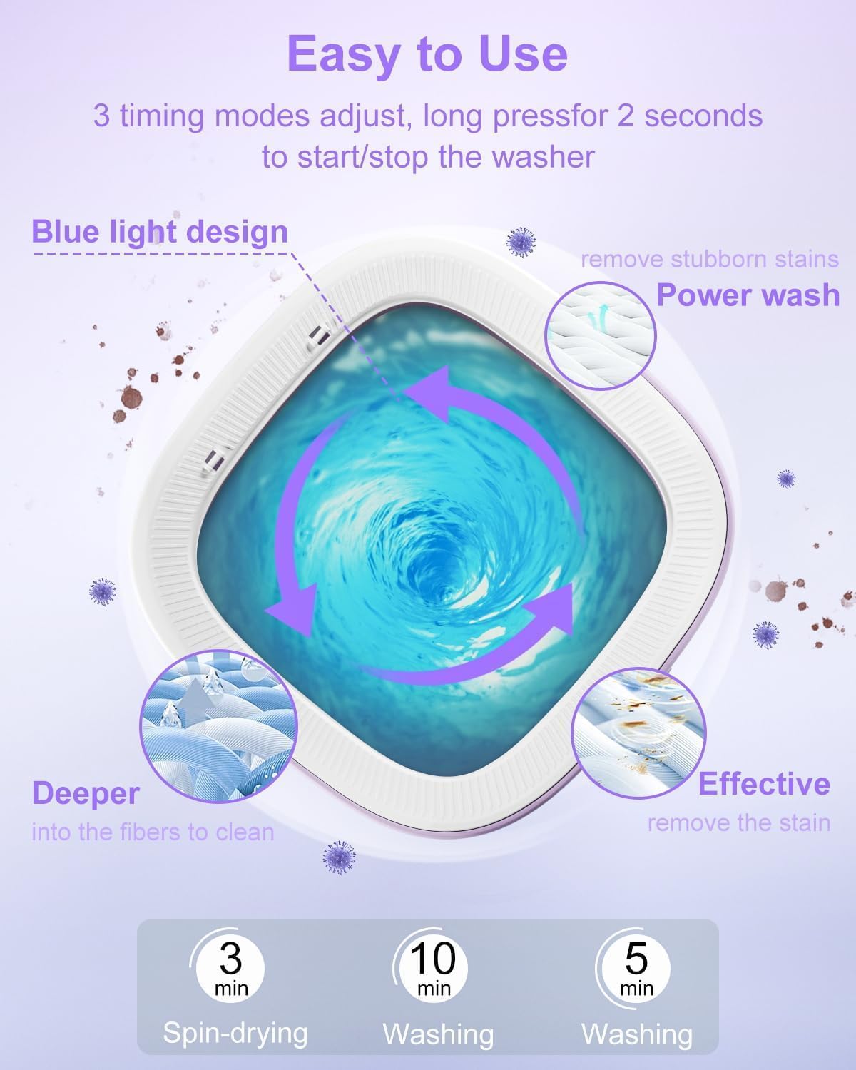 16L Portable Washing Machine, Foldable Small Washer with Spin Basket Laundry Machine, 3 Cleaning Modes Suitable for Underwear Baby Small Clothes, Foldable Design Ideal for Hotel Camping Apartment Home