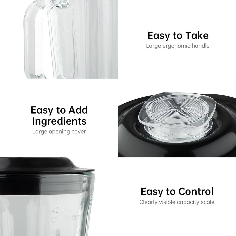 Personal Size Smoothie Blender with Cup for Kitchen 500W Stainless Steel Small Blender 2 Speed Adjustable with 48oz Glass Jar Double Serve Blender for Smoothies Shakes Drinks Baby Complementary