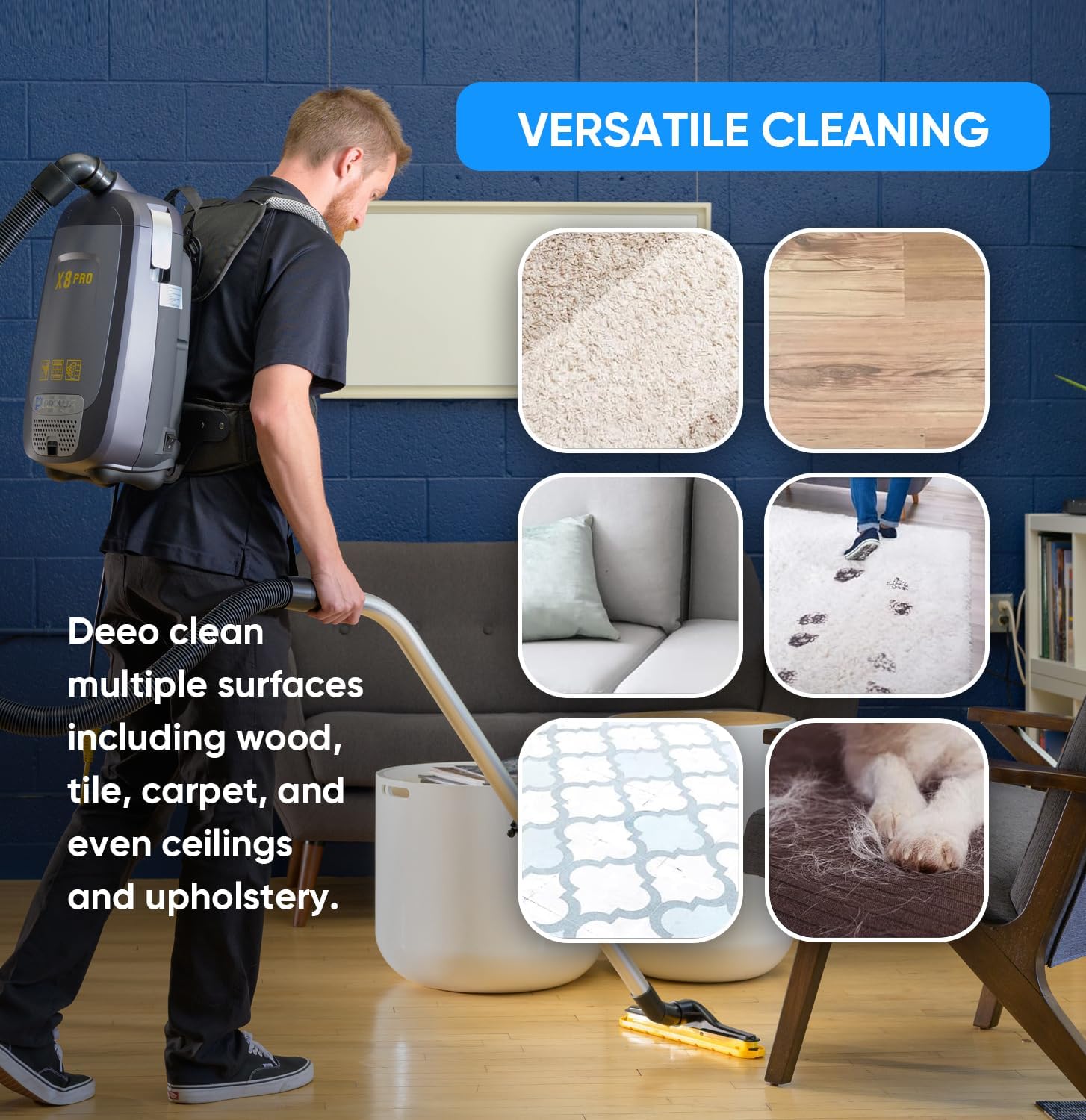 Prolux X8 Pro Backpack Canister Vacuum, Cleaner Air with 4 Stage Filtration, Super-Suction Power, 50' Power Cord, Adjustable Straps, Gadgets Galore Including Crevice, Duster & Upholstery