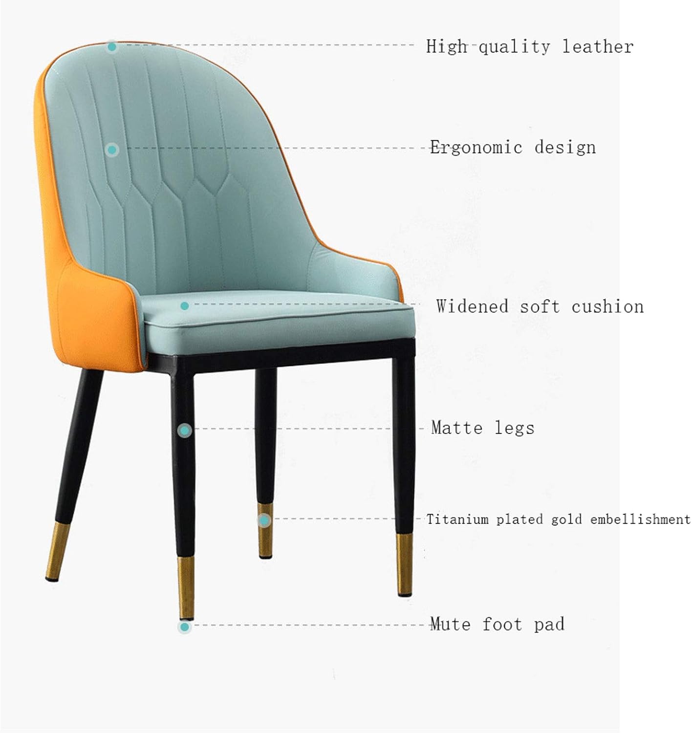 Dining Chair Kitchen Dining Room Furniture Chairs Modern Style Dining Chair Artificial Leather Chair with Backrest Used Dining Room and Living Room Office Lounge Chair (Color : Light Blue)