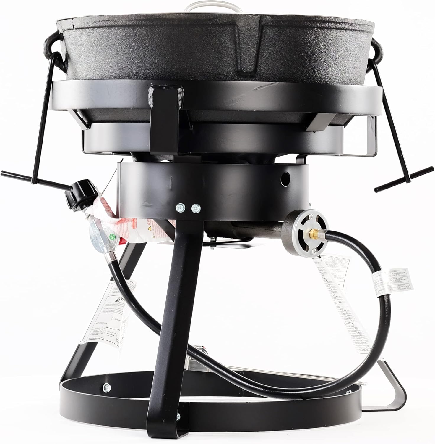 King Kooker 1720A 17-1/2-Inch Portable Propane Outdoor Cooker with Cast Iron Burner, 5 Gal. Footed Cast Iron Jambalaya Pot/Lid