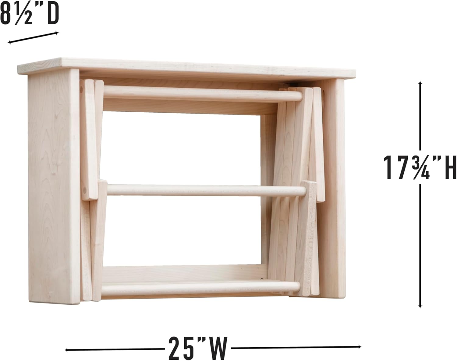 Pennsylvania Woodworks Large Wall Clothes Drying Rack ~ Heavy Duty Solid Maple Hardwood, Folding, Collapses to 25
