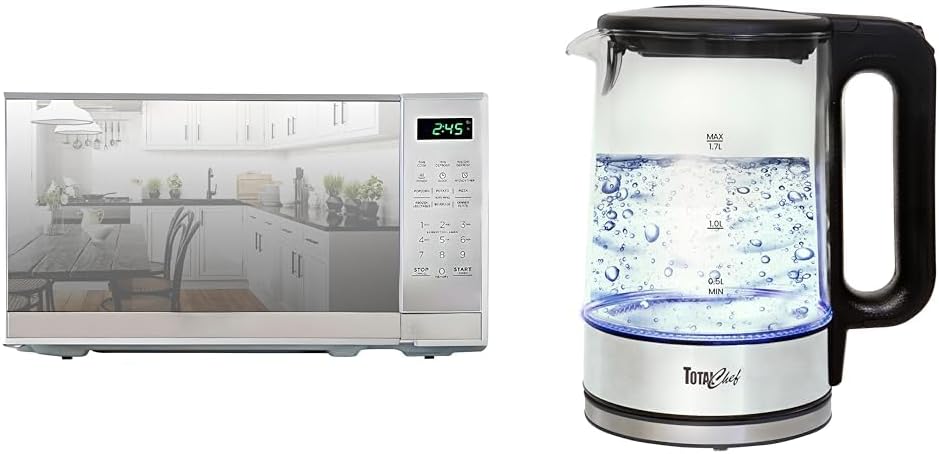 Total Chef 0.7 Cu Ft Microwave Oven + Total Chef Electric Glass Kettle 1.7 Liter