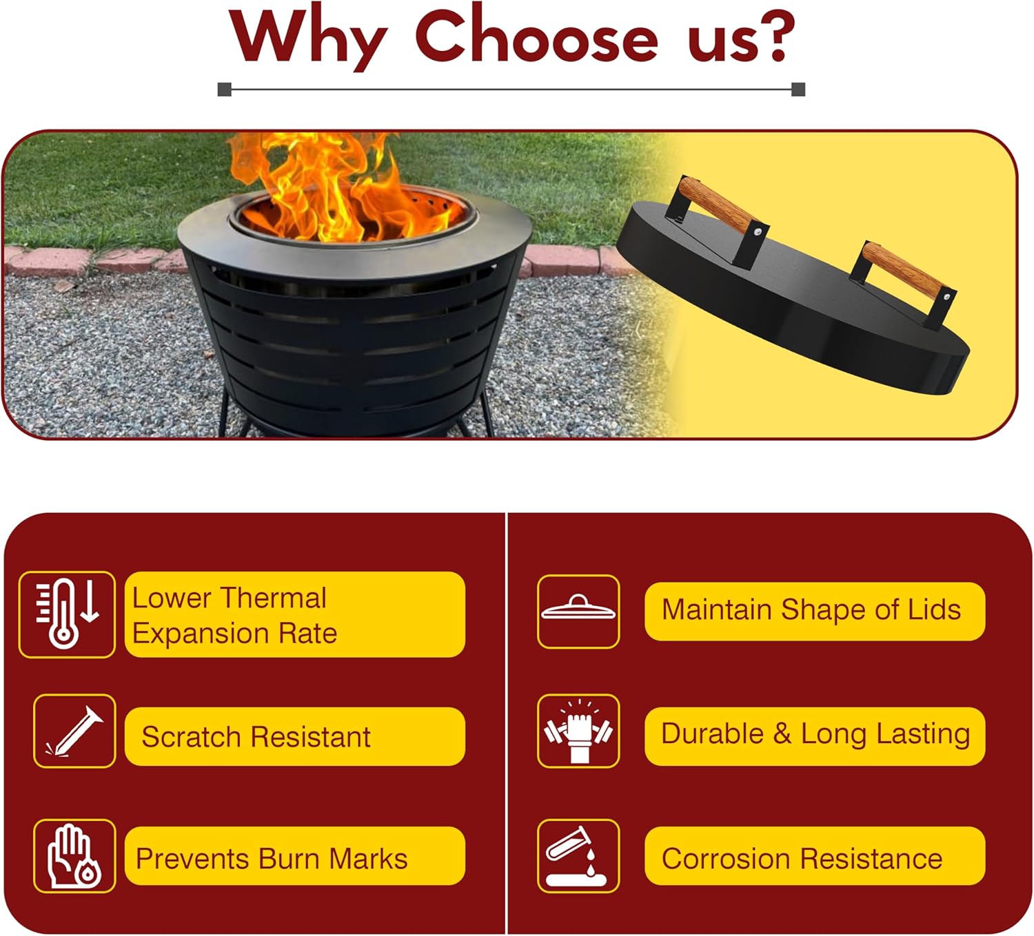 FEBTECH Firepit Lid Compatible with Fire Pit Inside up to 23