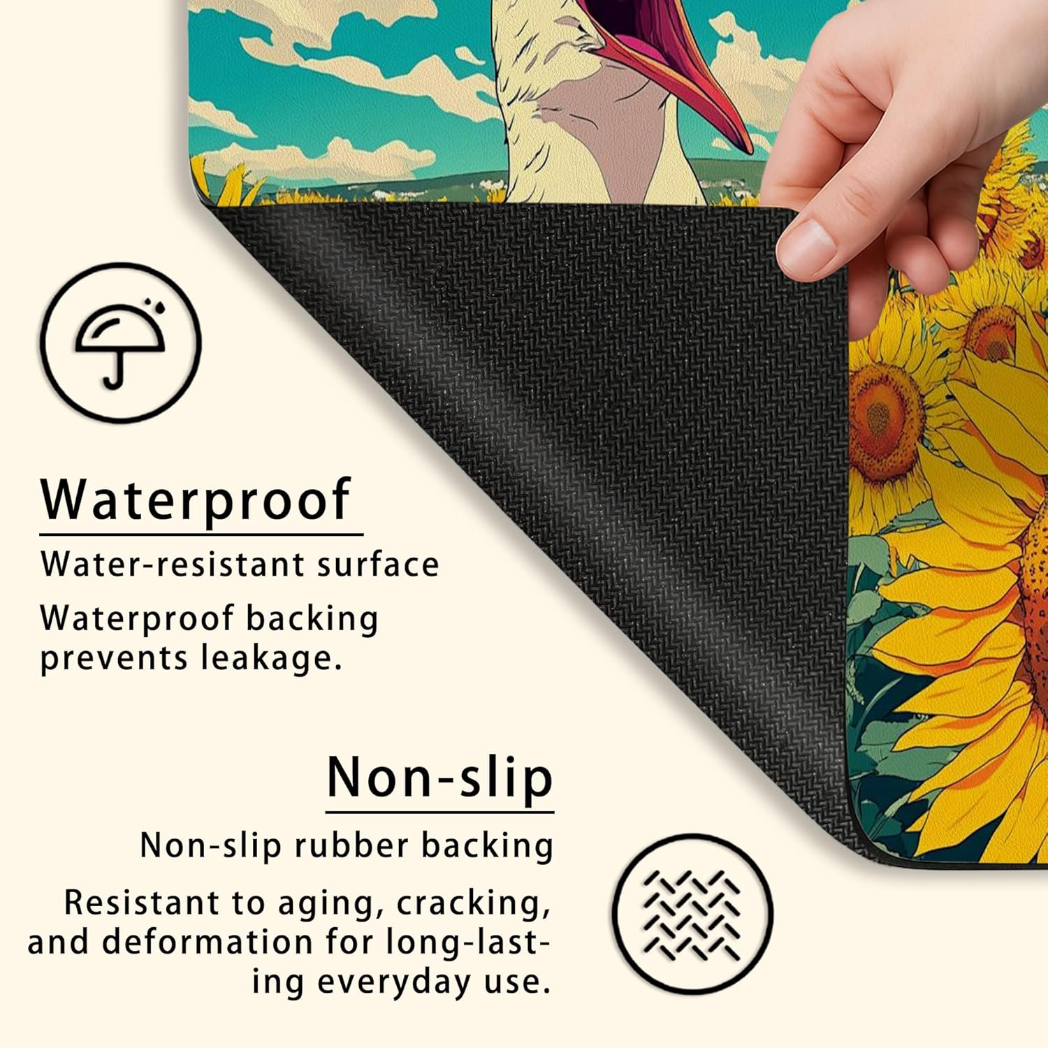 Sunflower Washer Dryer Top Protector Mat, Vintage Artistic Floral Laundry Machine Covers, Seasonal Rubber Anti-slip Waterproof Washer And Dryer Mats for Home 24x24 Inch