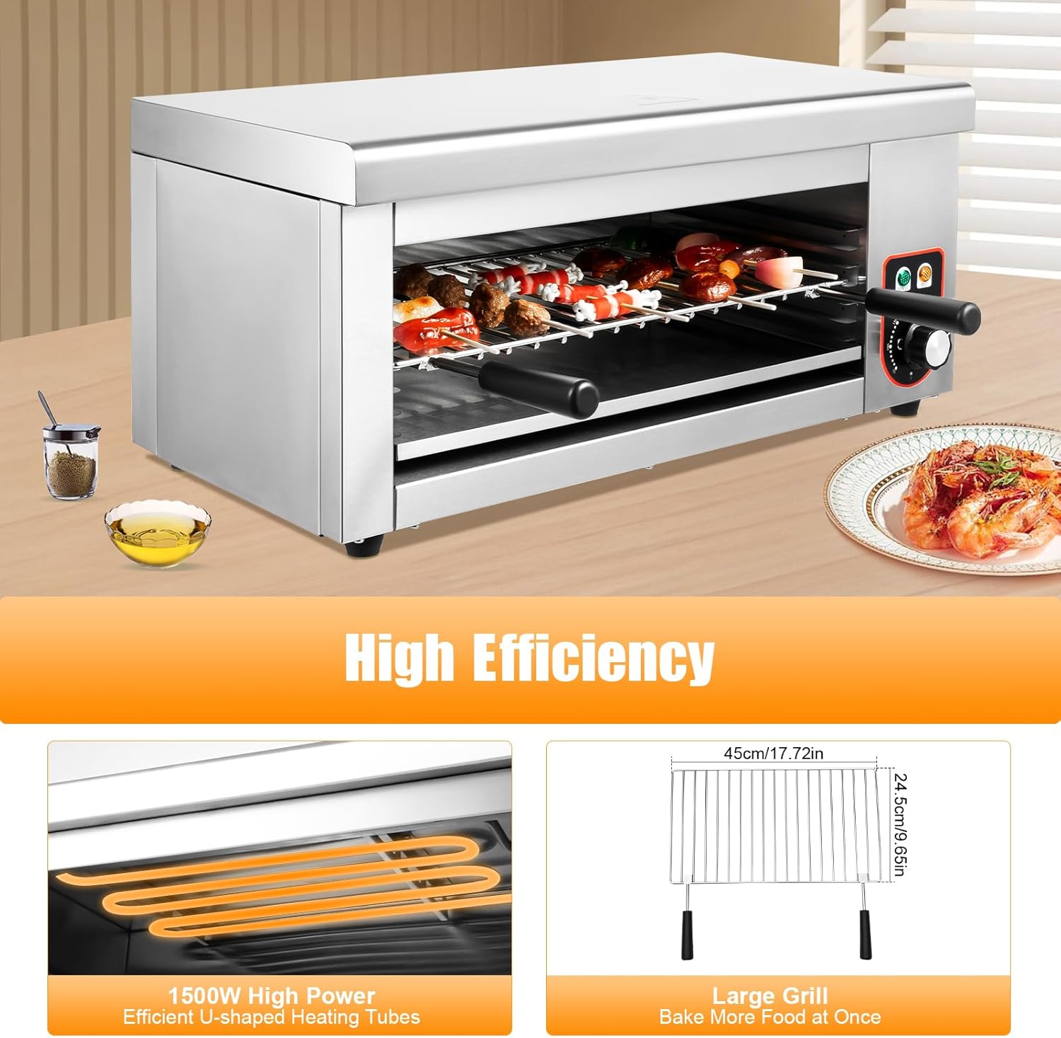 110V Electric Cheese Melter,1500W Oven Toaster Cheesemelter,Commercial Convection Oven, Temperature Control 122-572°F,for Restaurant Kitchen Equipment Countertop- 24 * 11.81 * 11.02 Inches