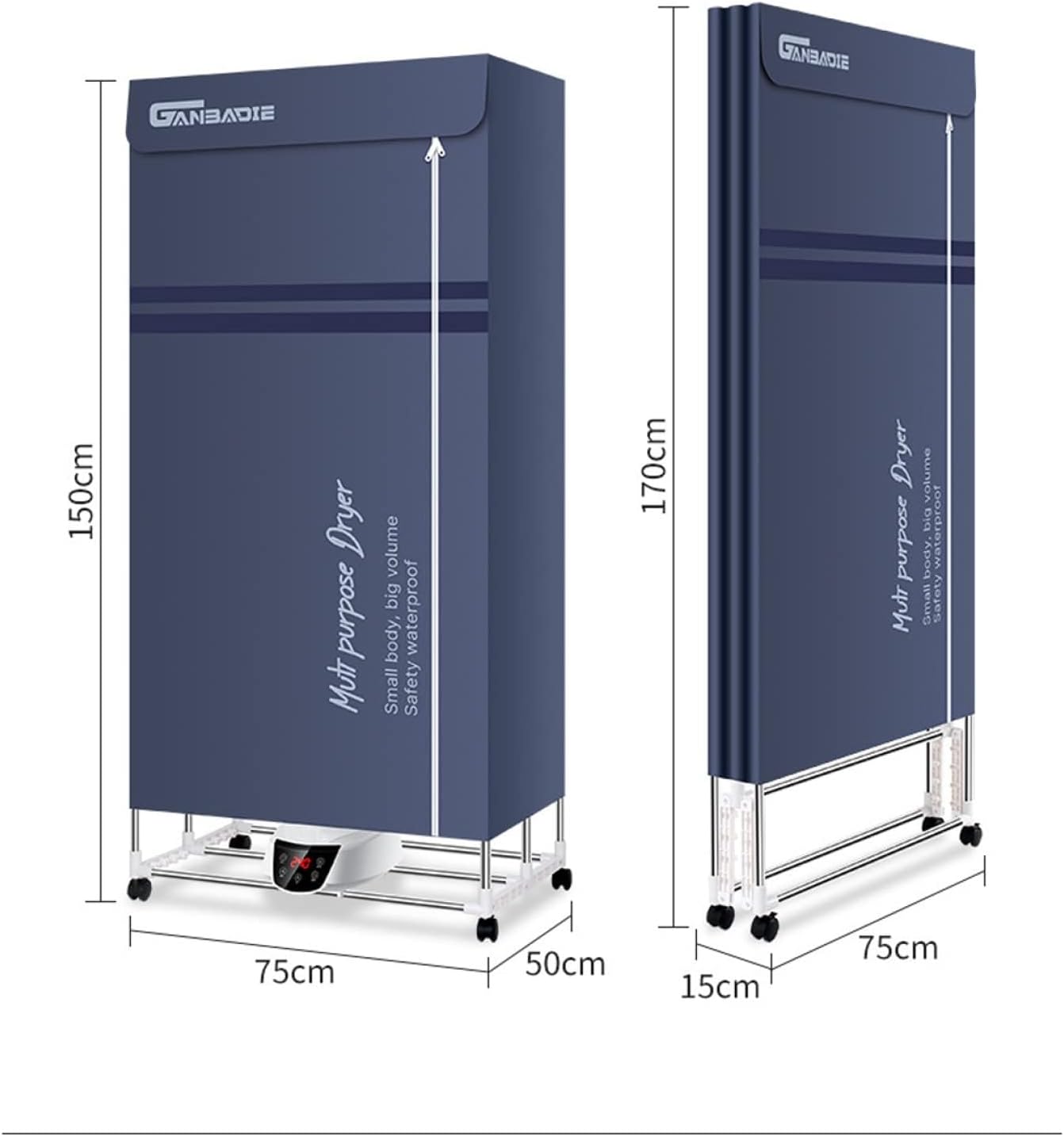 Portable Clothes Dryer, Time Saving Dryers Clothes Indoor, Heated Clothes Airer Electric, for Home, Apartment, Dormitory, Hotel (Color : Blue)