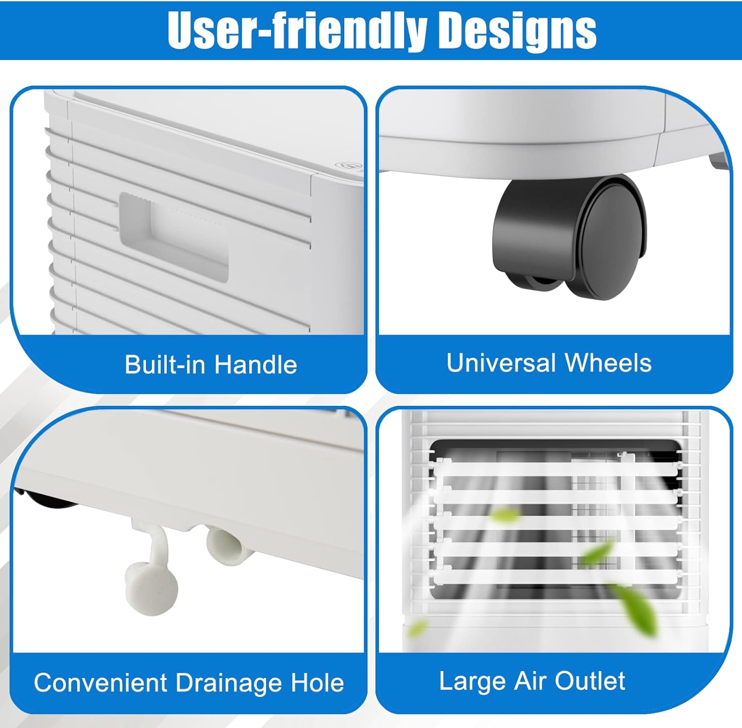 GOFLAME Portable Air Conditioner, 8000 BTU Powerful AC Unit with Remote Control and 4 Universal Casters, 3-IN-1 Air Cooler & Dehumidifier & Fan with 24H Timer for Living Room, Bedroom, Office, White