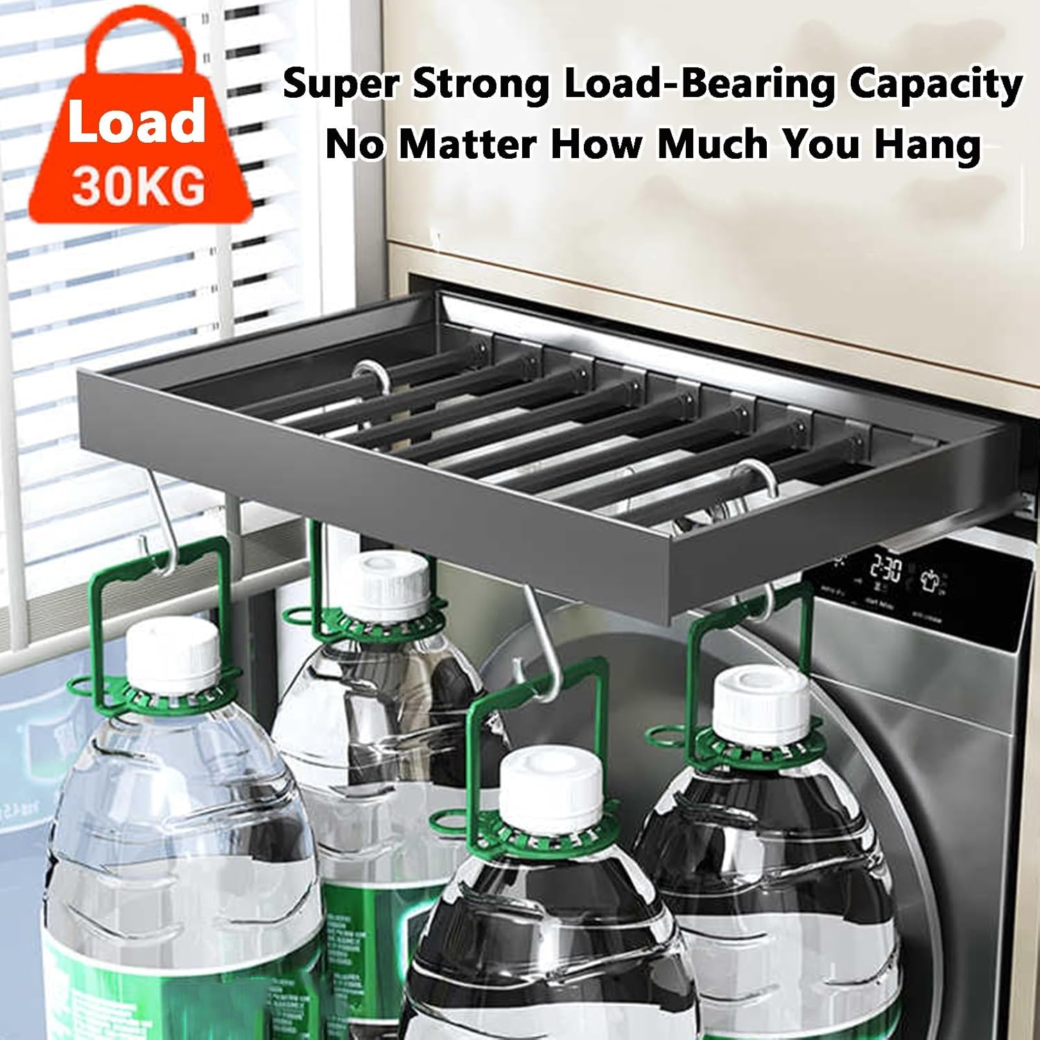 Pull-Out Trouser Rack Drawer with Adjustable, Movable Hanging Rod and Silent Pull-Out Hidden Saves Space, Holds 30 Kg(664-714mm)