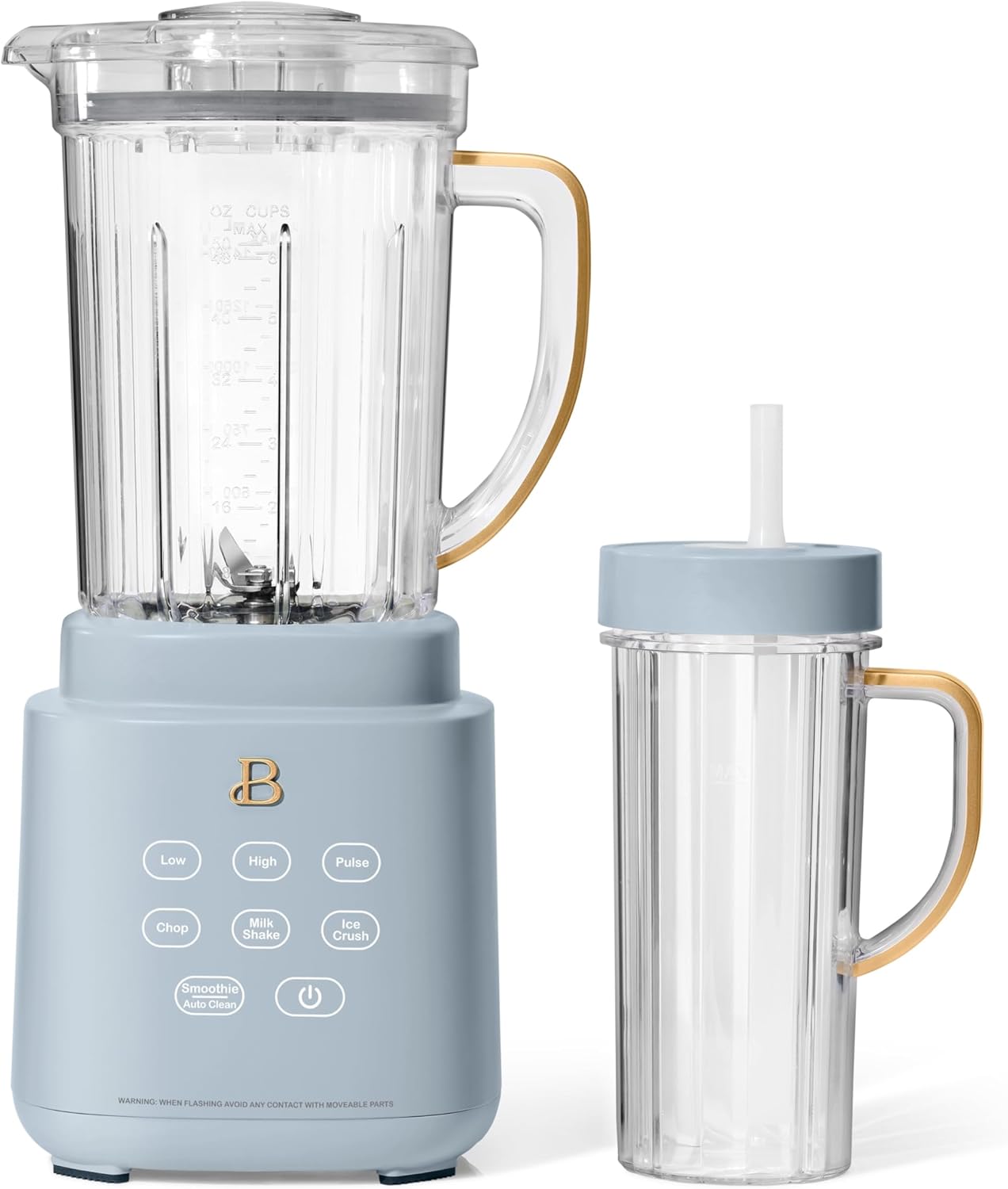 Beautiful PowerExact Blender System with 700W Motor, 50oz Tritan Jar, 20oz Single-Serve Cup, No Drippy Sippy Lid, 3 Speeds & 4 Pre-sets by Drew Barrymore (Sage Green)