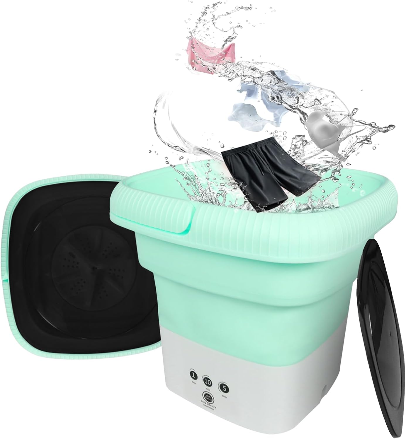 Portable Mini Washing Machine 6.5L with 3 Modes for Underwear, Socks and Delicates, Perfect for Apartments, Camping, RV (Green)