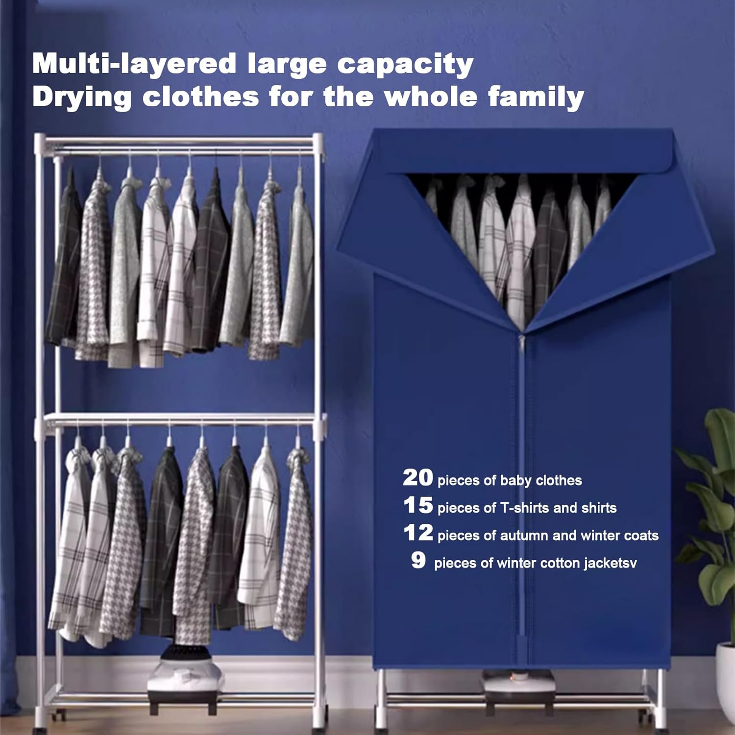 Heated Clothes Drying Rack,Dry Soon Heated Drying Rack Travel Dryer Machine 3 Gears Portable Clothes Dryer,Indoor Foldable Electric Clothes Airer Drying Rack for Apartments,Families,Foldable 1