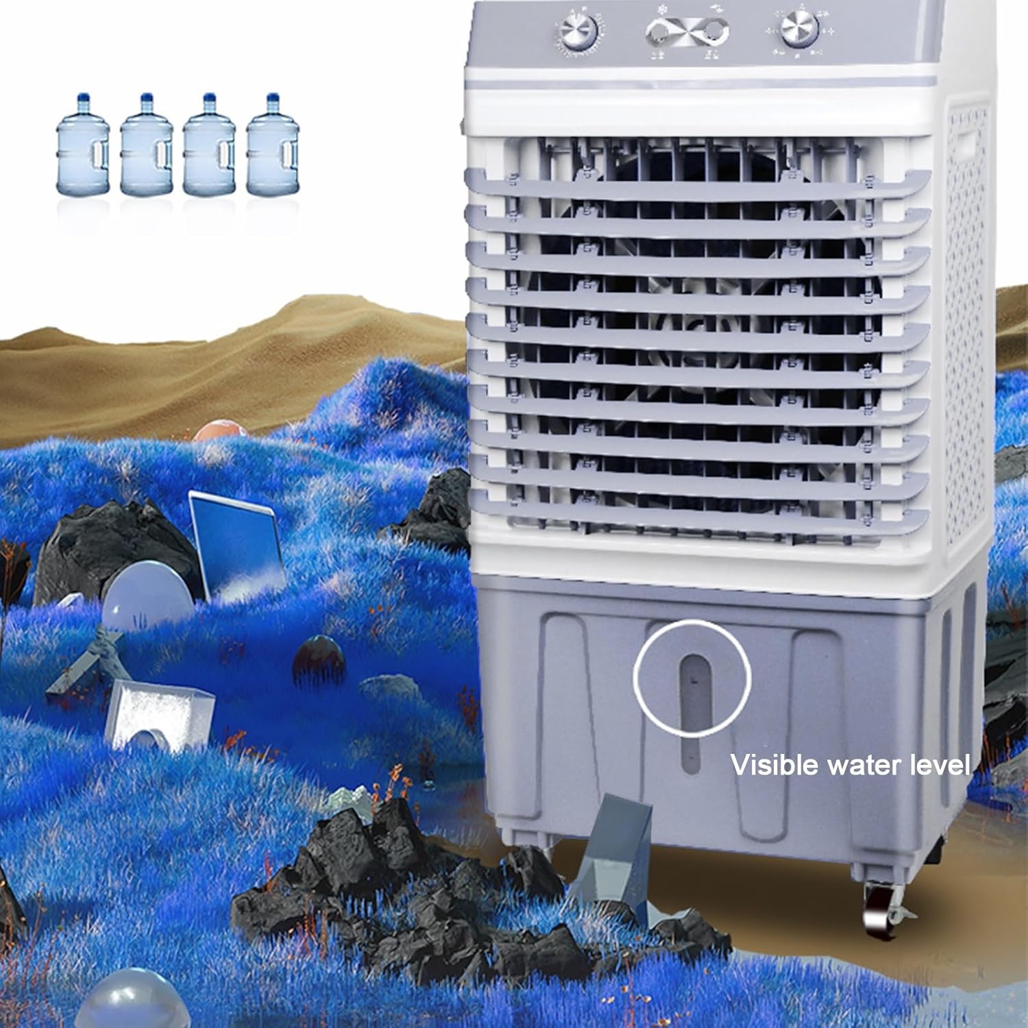 Portable Air Conditioners, 4500 Cfm Swamp Cooler, Maximum Noise 50db, 120°oscillation, Evaporative Air Cooler with 18.5 Gal Water Tank, 3 Variable Speed, Cooling for Warehouses & Workshops