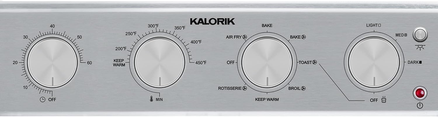 Kalorik MAXX Air Fryer Oven, 26 Quart 9-in-1 Countertop Toaster Oven and Air Fryer Combo - Fry, Bake, Roast, Rotisserie, & More, Large Glass French Doors & 7 Accessories, 1700-Watts, Stainless Steel