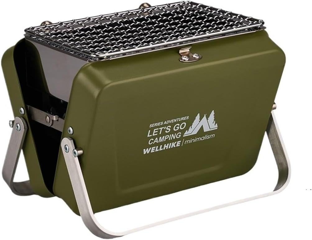 Outdoor Mini Barbecue Grill Portable Foldable Detachable Portable Grill Camping BBQ Grill(Green)