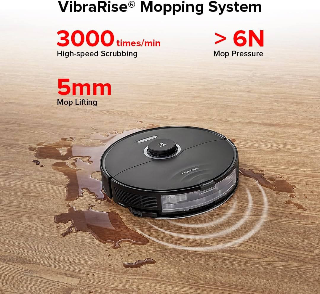 roborock S8+ Robot Vacuum, Sonic Mop with Self-Empty Dock, Stores up to 60-Days of Dust, Auto Lifting Mop, Ultrasonic Carpet Detection, 6000Pa Suction, Black (Renewed)