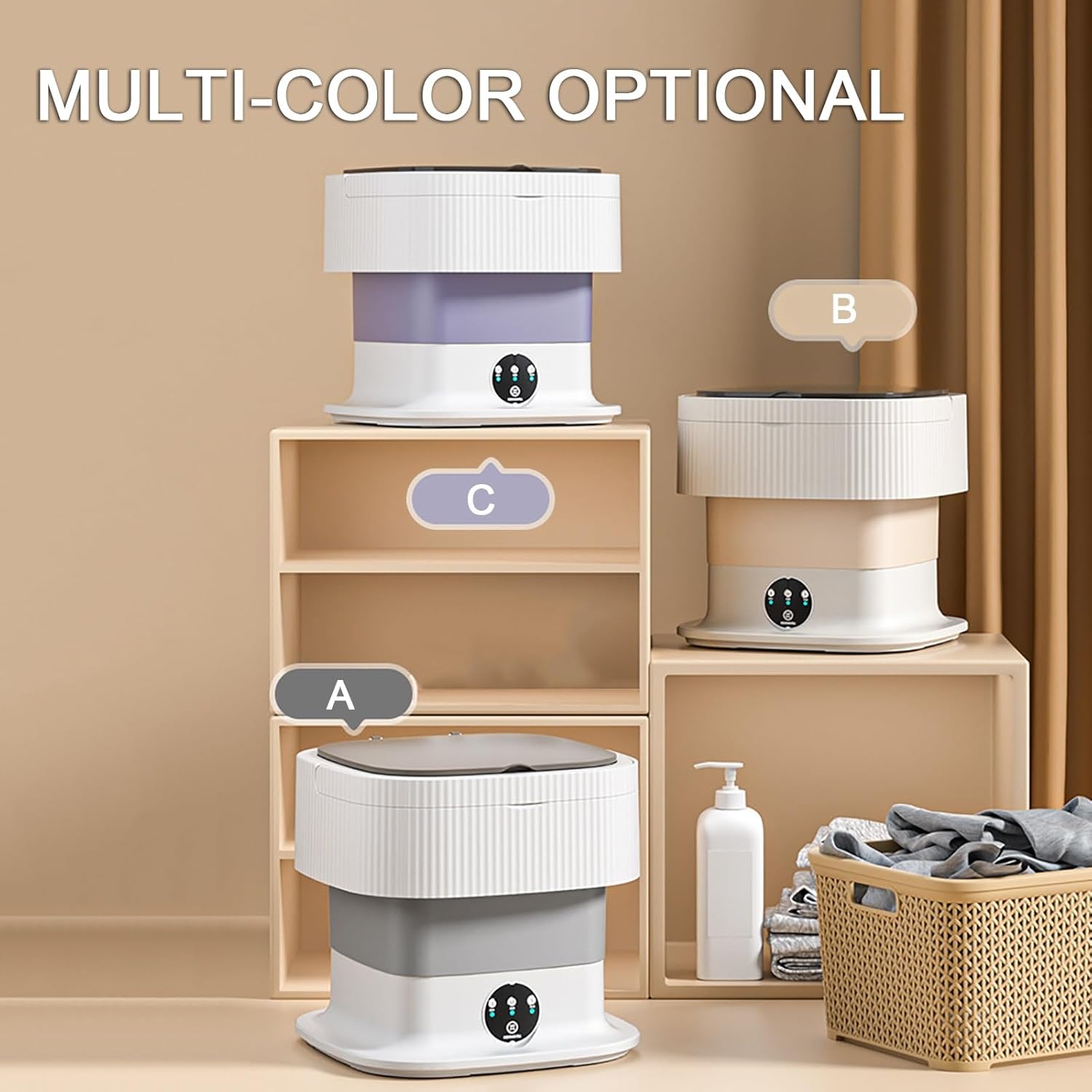 WHYATT Folding Washing Machine， Small Portable Washer， 10L Capacity, Perfect for Camping, Travelling (Size : C)