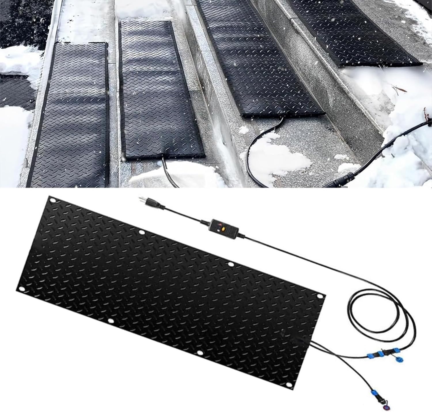 Snow Melting Mats Outdoor,1/2/3/4/5 pcs Electric Ice Melting Mats for Winter Snow Removal,Heated DrivewayMat for Snow,Heated Walkway Mats Outdoor with 6ft Power Cord(1 Pcs,25.4x90cm/10inx35.4in)