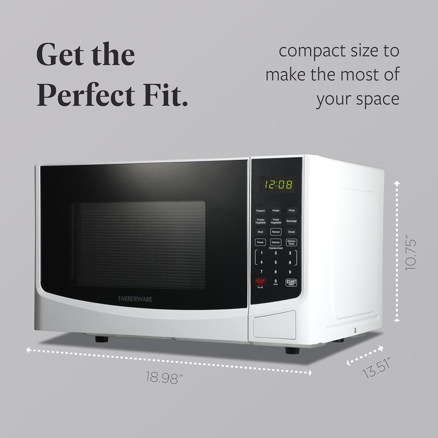 Farberware 0.9 Cu. Ft. Countertop Microwave Oven – 900W Power, Auto Cook Settings, Defrost, and Safety Lock – White