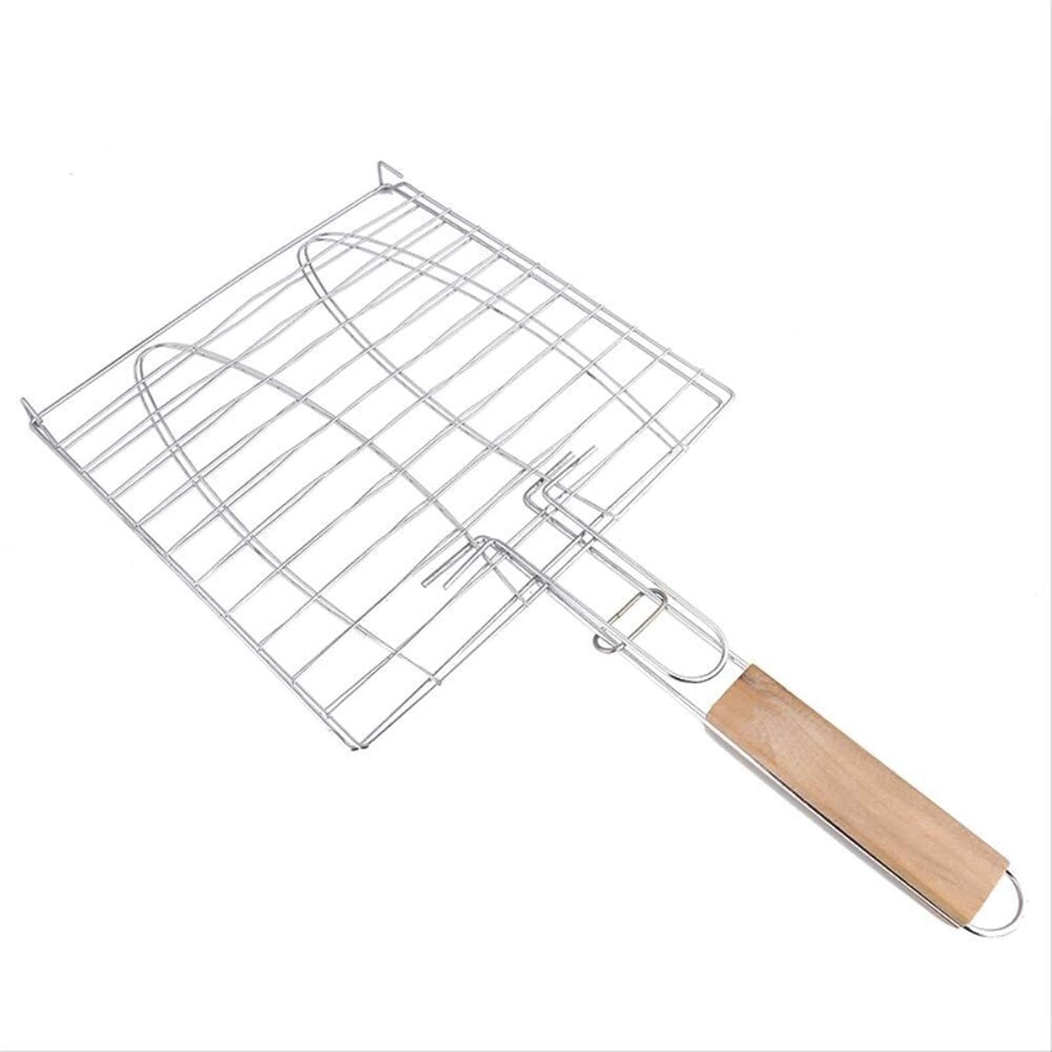 Grill Basket,BBQ Grill Rack, Barbecue mesh Clip,Grilled Fish Clip Stainless Steel Home Tool Accessories with Handle Barbecue