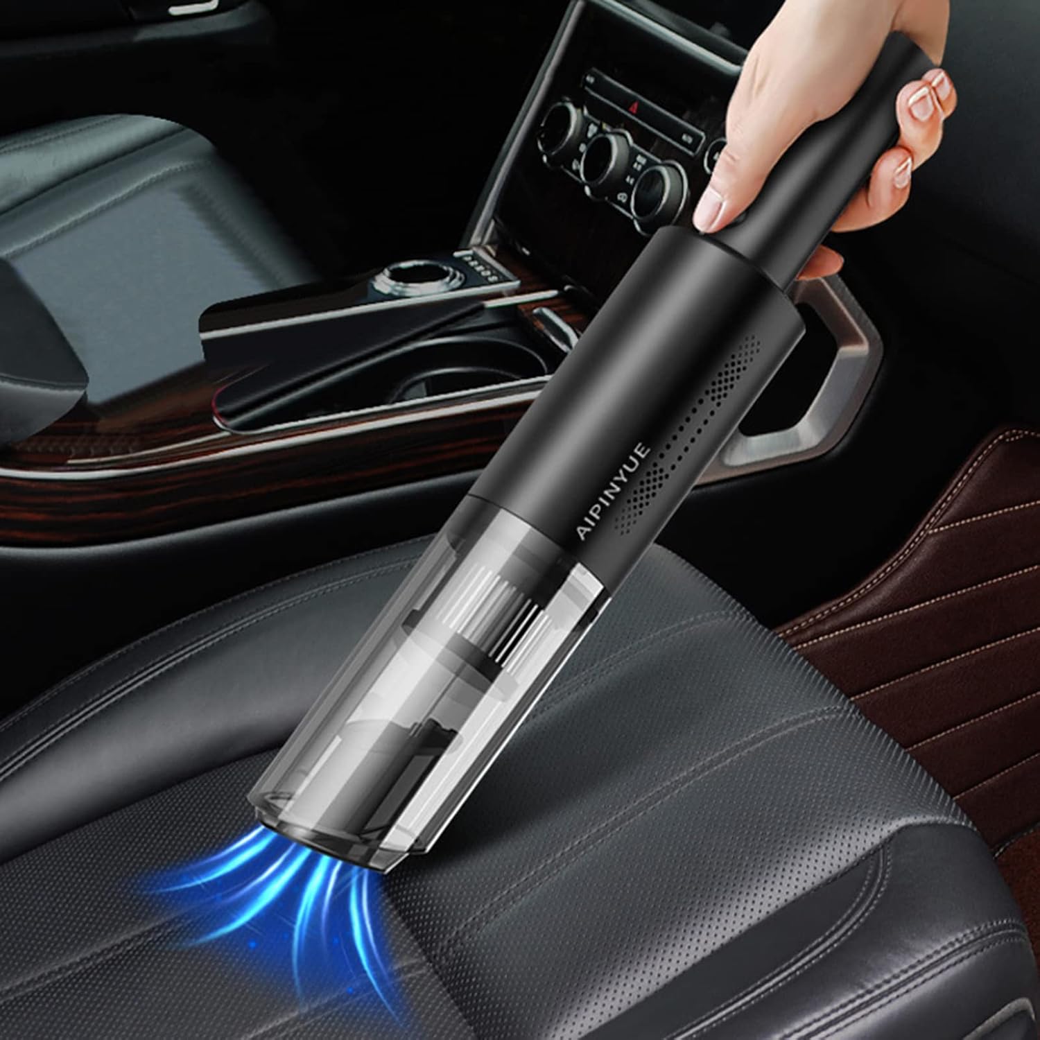 Portable Wireless Car Vacuum Cleaner Foldable Vehicle Home Mini Handheld Vacuum Strong Suction Cordless Cleaner for Car Interior, Home, Office,White